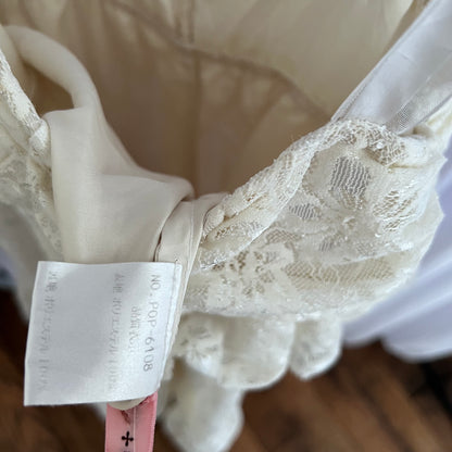 Coquette White Cream Miss Pumpkin Lacey Ruched Bust Puff Hem Mini Dress