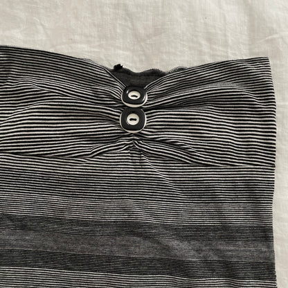 black grey preppy button naf naf ruched striped bandeau top