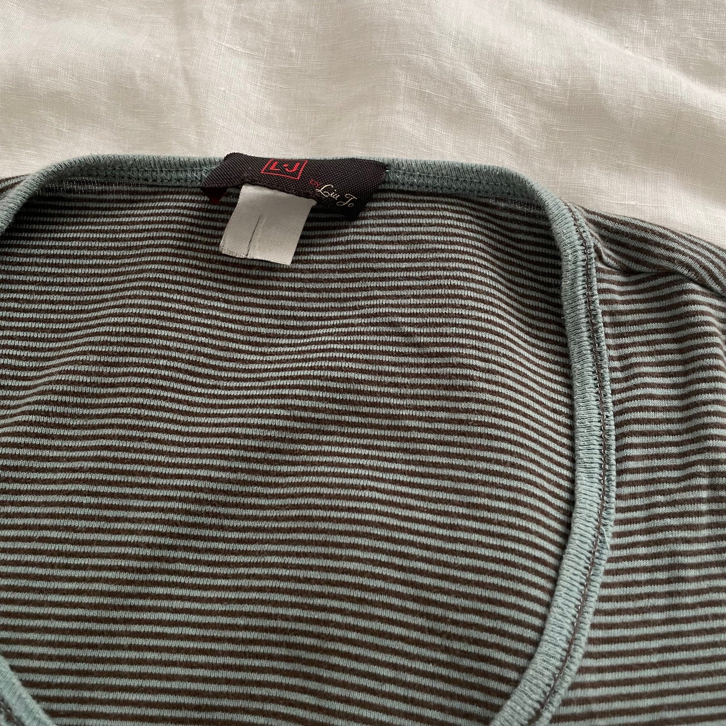 preppy liu jo light blue brown striped long sleeve cardigan top