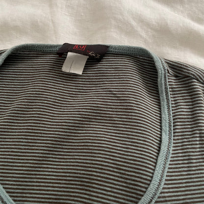 preppy liu jo light blue brown striped long sleeve cardigan top