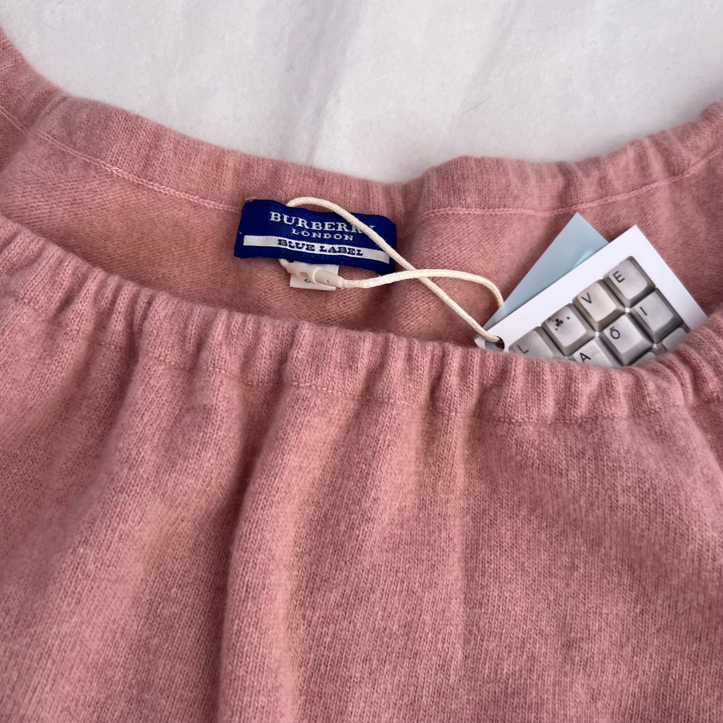 Burberry Blue Label Pink Long Sleeve Ruched Neck Wool Cashmere Balloon Sleeve Knit Sweater