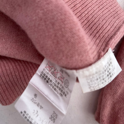 Burberry Blue Label Pink Long Sleeve Ruched Neck Wool Cashmere Balloon Sleeve Knit Sweater