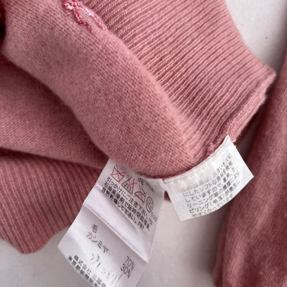 Burberry Blue Label Pink Long Sleeve Ruched Neck Wool Cashmere Balloon Sleeve Knit Sweater