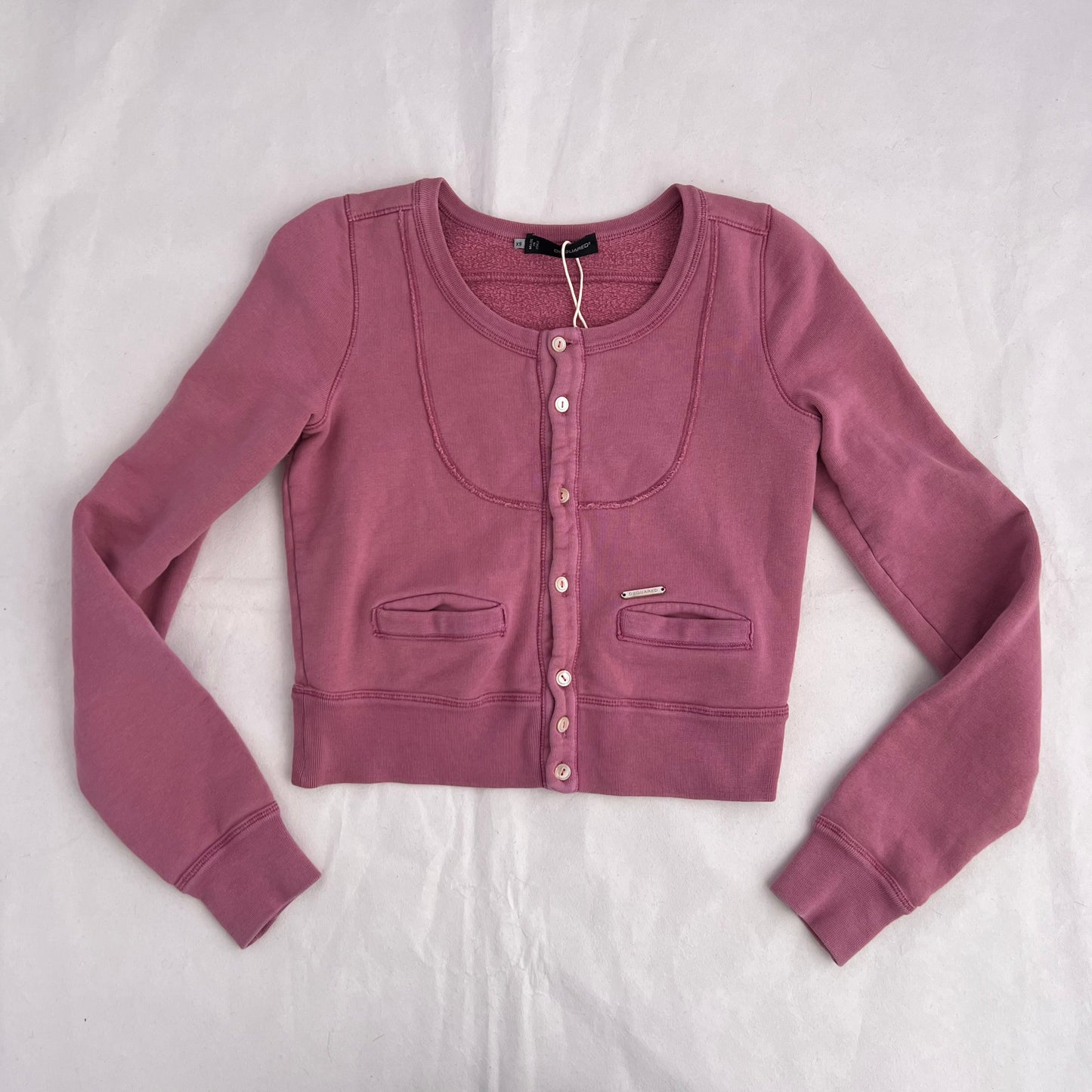 Dsquared2 Preppy Pink Crop Jersey Cardigan Top