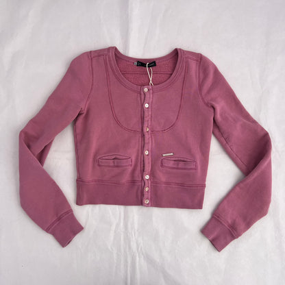 Dsquared2 Preppy Pink Crop Jersey Cardigan Top
