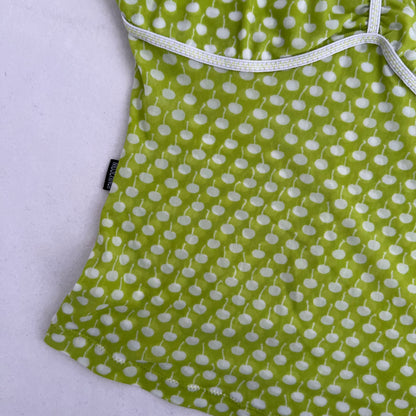 Moschino Light Spring Green Polka Dot Style Milkmaid Ruched Blouson