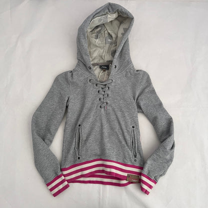 Grey Pink Striped Lace Up G-Star RAW Hoodie