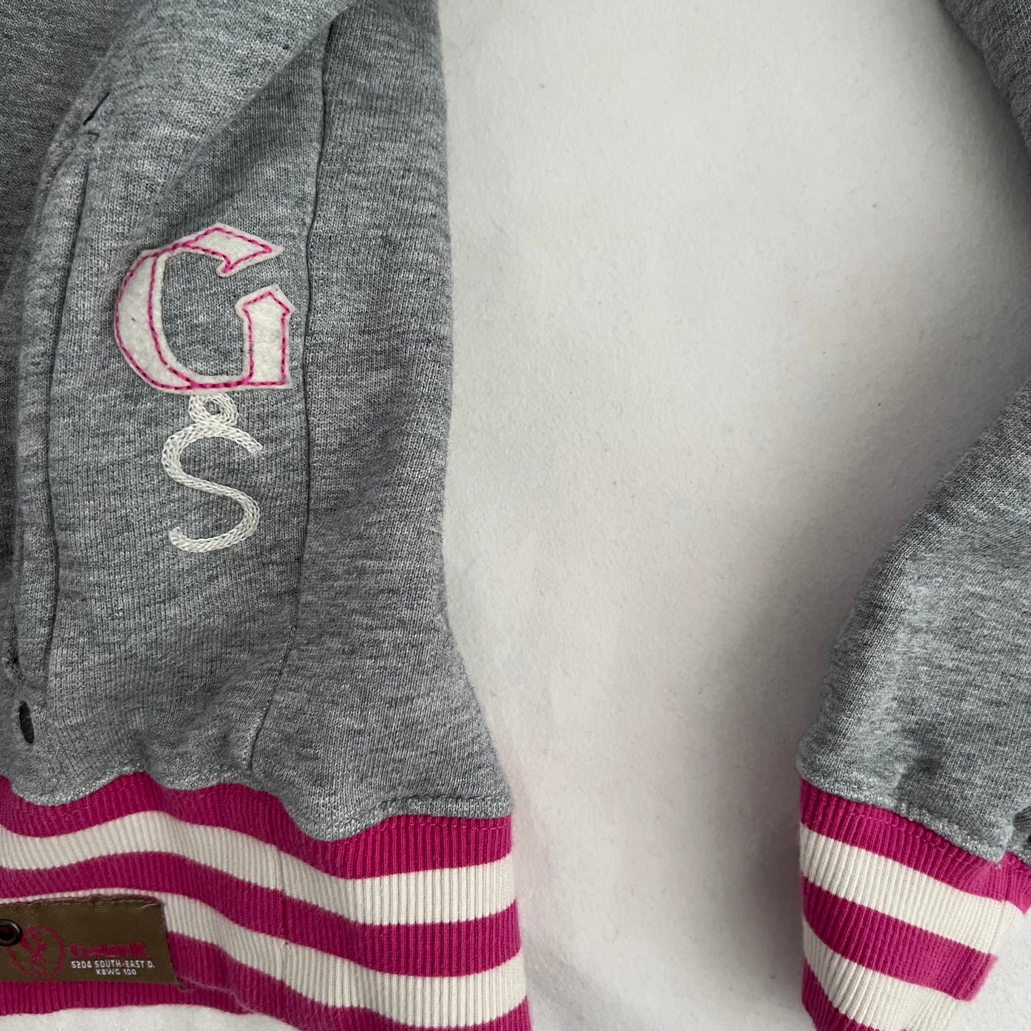 Grey Pink Striped Lace Up G-Star RAW Hoodie