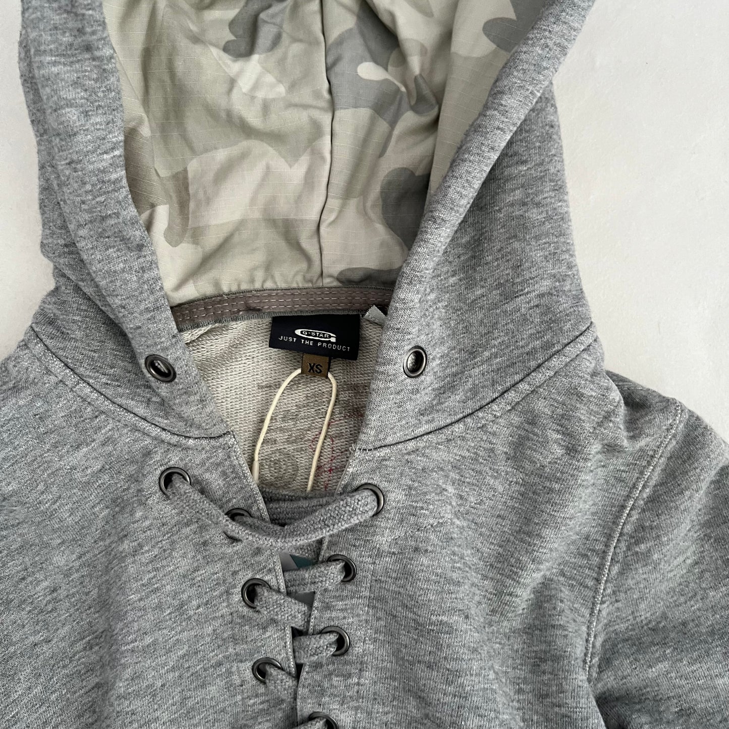 Grey Pink Striped Lace Up G-Star RAW Hoodie