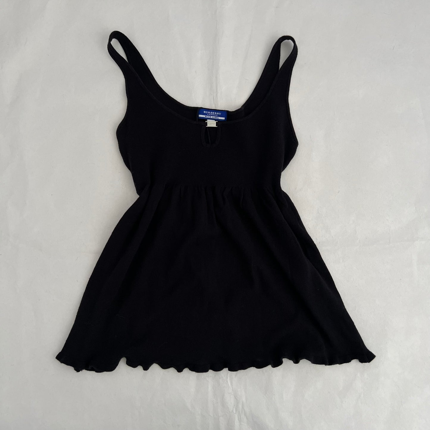 Burberry Blue Label Black Buckle Keyhole Neck Babydoll Tunic Vest