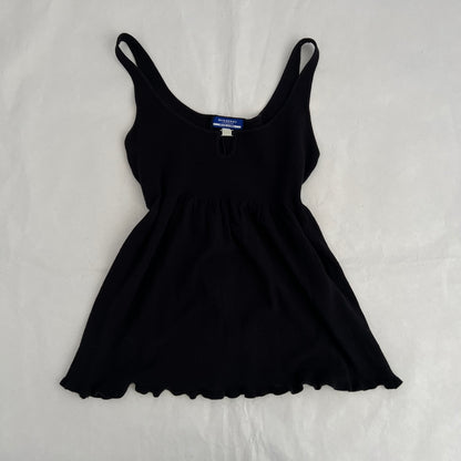 Burberry Blue Label Black Buckle Keyhole Neck Babydoll Tunic Vest