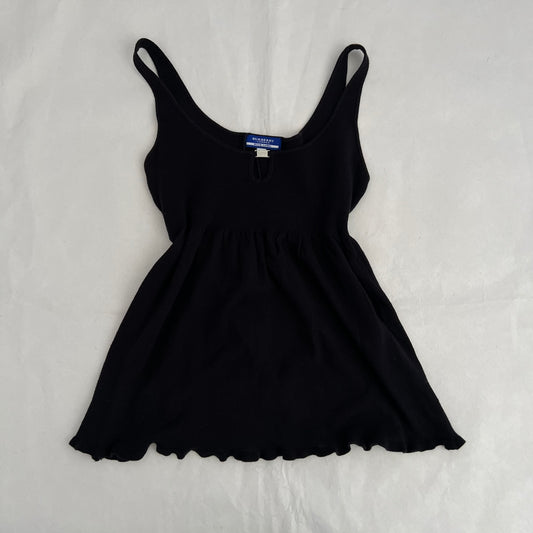Burberry Blue Label Black Buckle Keyhole Neck Babydoll Tunic Vest