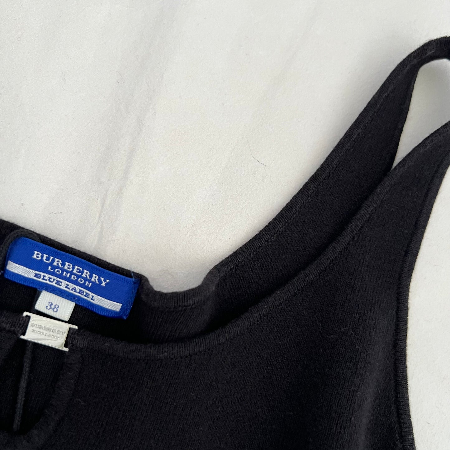 Burberry Blue Label Black Buckle Keyhole Neck Babydoll Tunic Vest