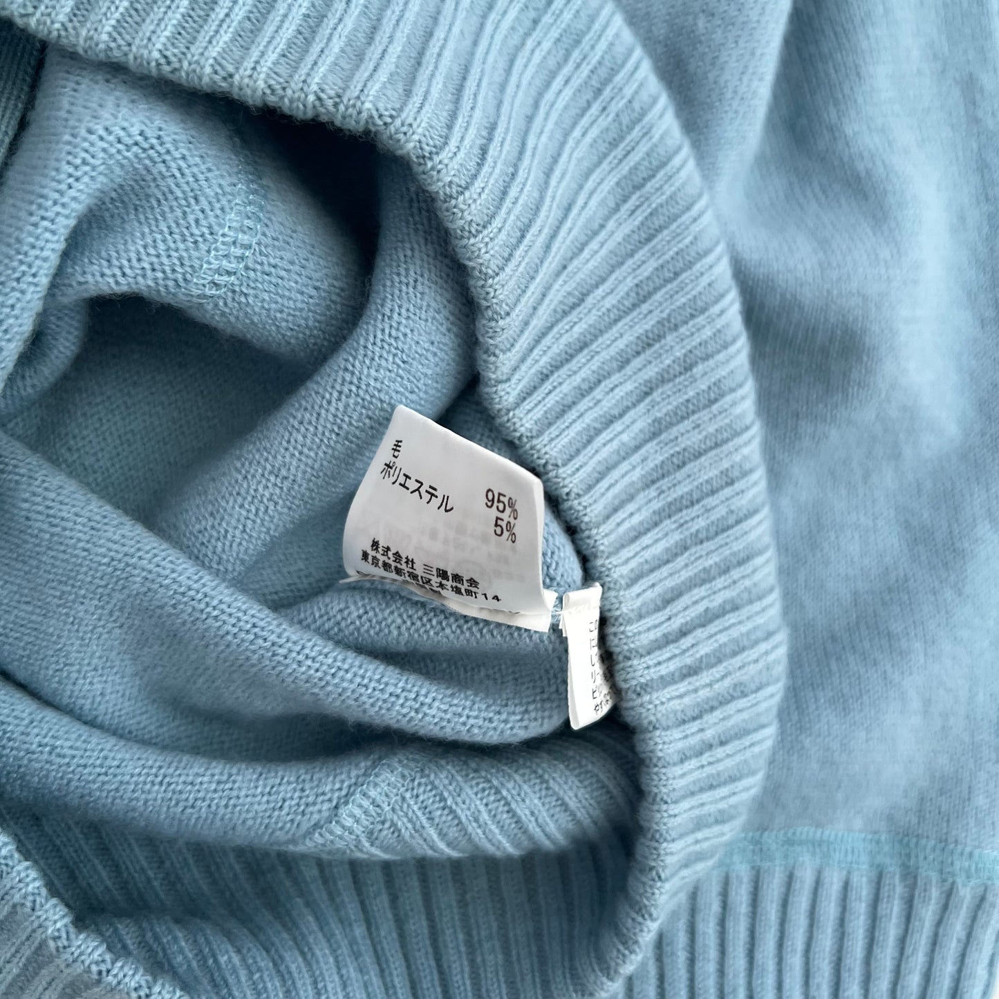 Baby Blue Burberry Blue Label Wide Neck Zip Sweater Cardigan Top