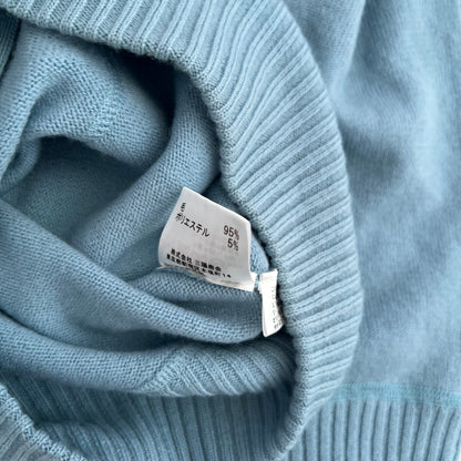 Baby Blue Burberry Blue Label Wide Neck Zip Sweater Cardigan Top