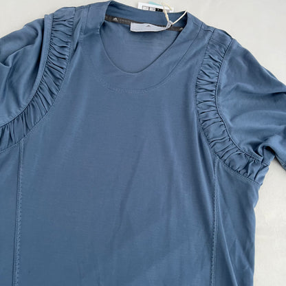 Adidas X Stella Mccartney Dusty Blue Ruched Shoulder Short Sleeve Shirt