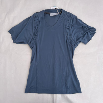 Adidas X Stella Mccartney Dusty Blue Ruched Shoulder Short Sleeve Shirt