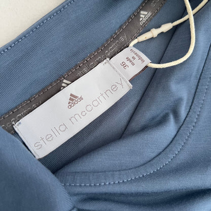 Adidas X Stella Mccartney Dusty Blue Ruched Shoulder Short Sleeve Shirt