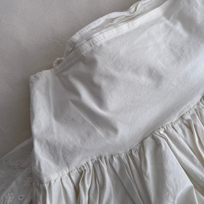 Prairie White Ruched Flared Broderie Anglaise Midi Skirt