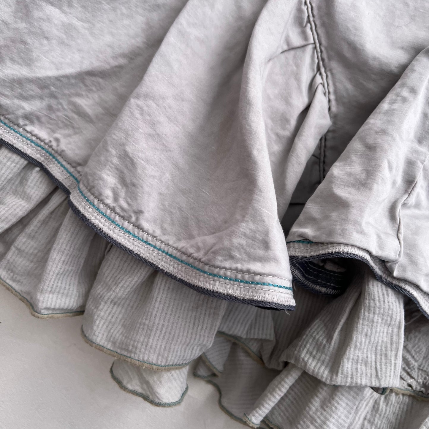 Marithe Francois Girbaud Stone Grey Mermaid Ruffle Flared Hem Midi Skirt