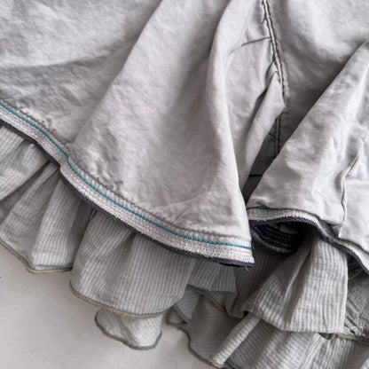 Marithe Francois Girbaud Stone Grey Mermaid Ruffle Flared Hem Midi Skirt