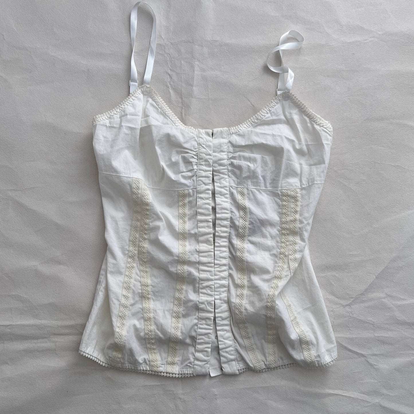 Max & Co White Cream Lace Hook and Eye Corset Cami