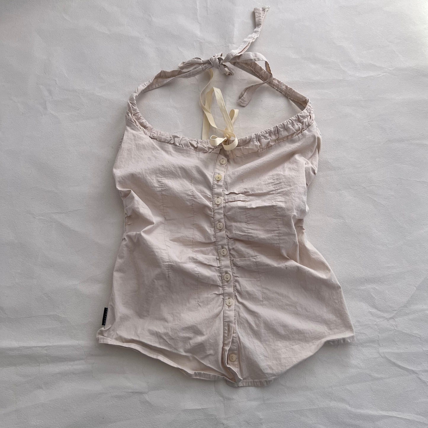 Eurosummer Prairie Naf Naf Beige Halter Neck Milkmaid Sleeveless Fitted Vest