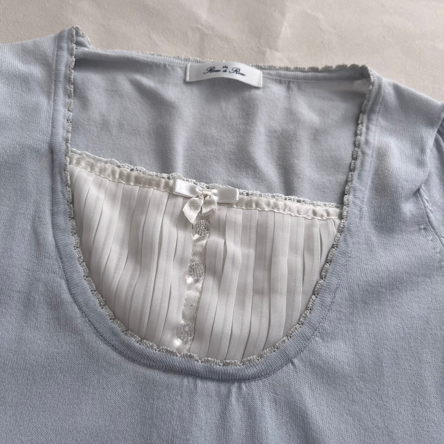 Coquette Balletcore Rew De Rew Baby Blue Short Sleeve Milkmaid Style Two In One Layered Top