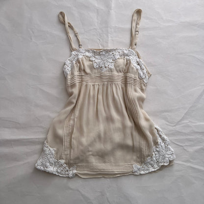 Bcbgmaxazria Cream Butter Yellow White Embroidery Lace Babydoll Camisole