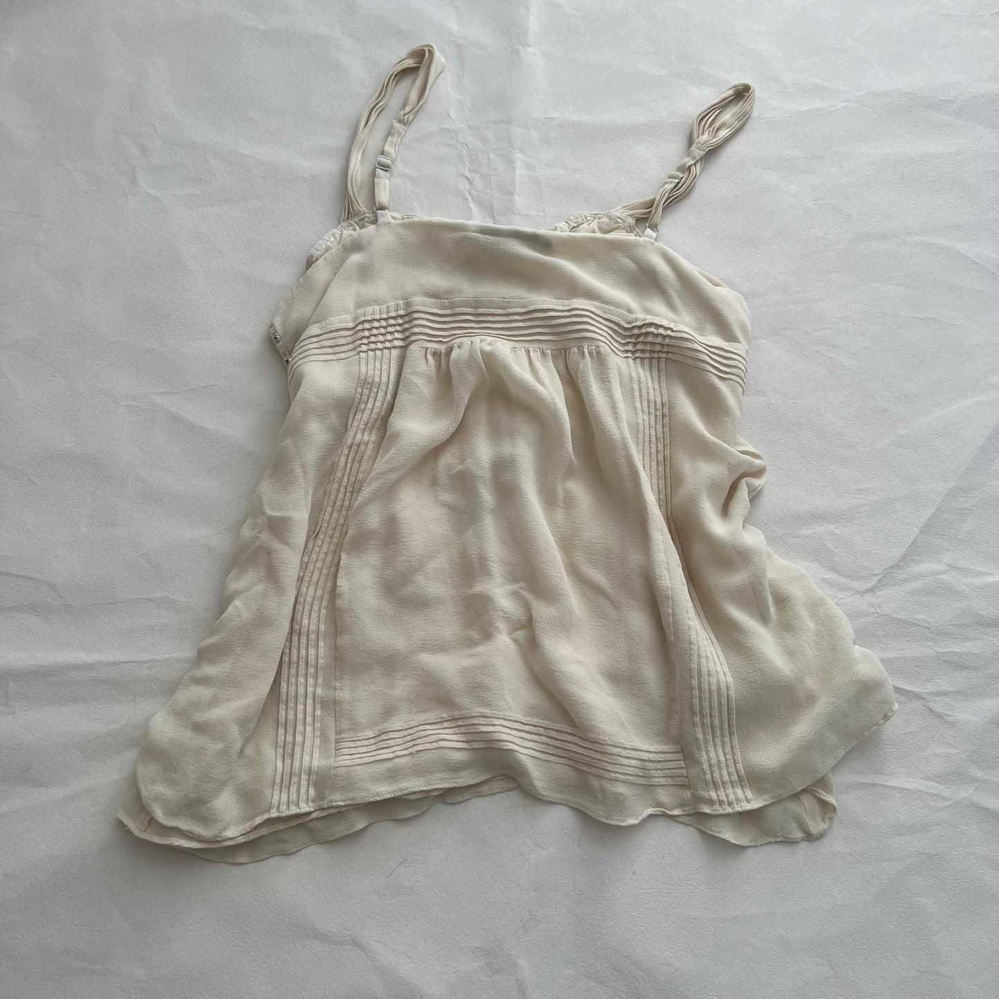 Bcbgmaxazria Cream Butter Yellow White Embroidery Lace Babydoll Camisole
