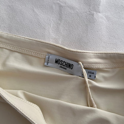 Moschino Cream Baby Blue You'Re A Star Graphic Wide Neck Log Sleeve Top