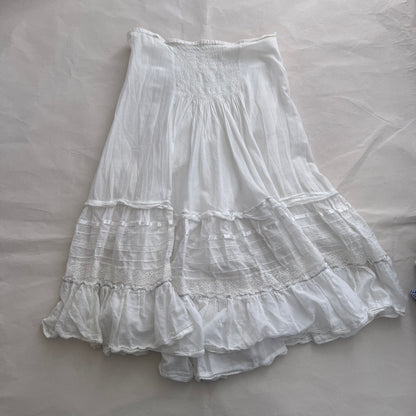 Cotton Cottage Eurosummer White Ruched Midi Skirt
