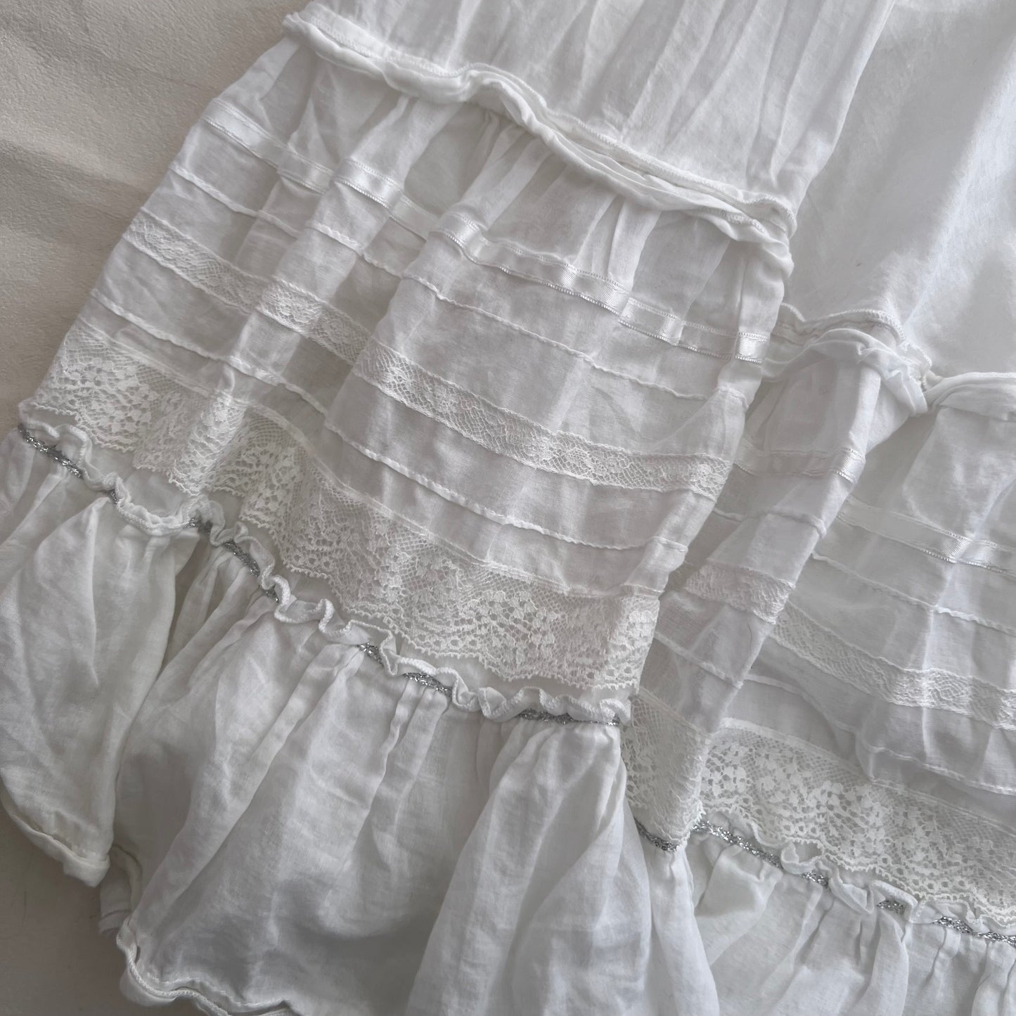 Cotton Cottage Eurosummer White Ruched Midi Skirt