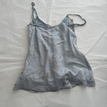 Esisto Cornflower Blue Beige Print Embroidery Lace Babydoll Camisole