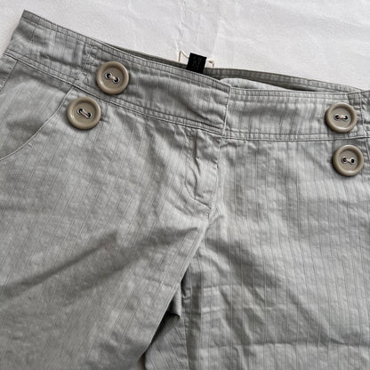 Taupe Beige Sailor Button Jennyfer Low Rise Crop Capri Trousers