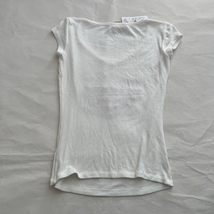 Western Blugirls Folies White Cap Sleeve Shirt With Yellow Red Print