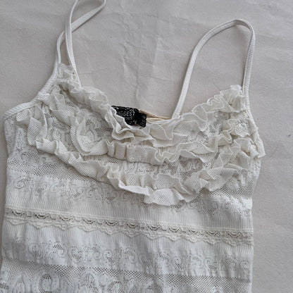 Suggest Romantic White Frilly Floral Lace Ruffle Lace Camisole