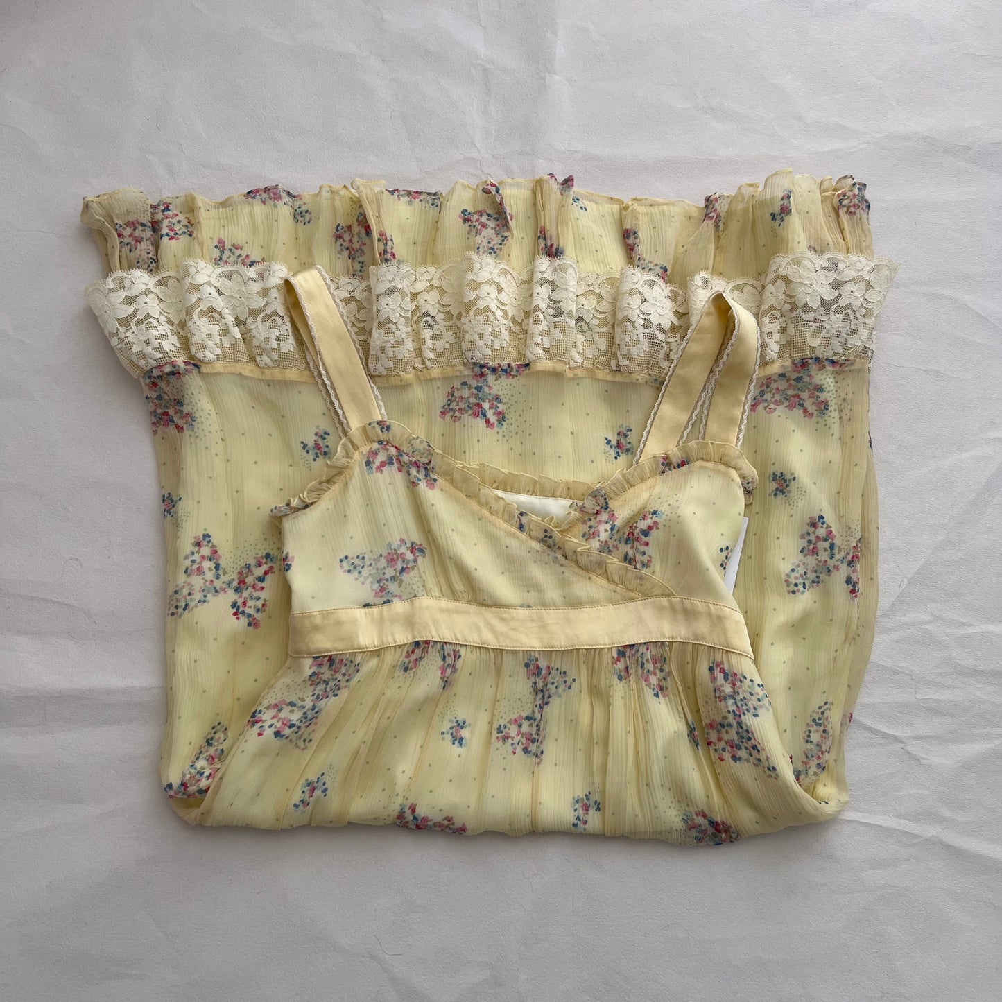 Dreamy Baby Yellow Cynthia Rowley Butterfly Frill Lace Silk Knee Length Dress