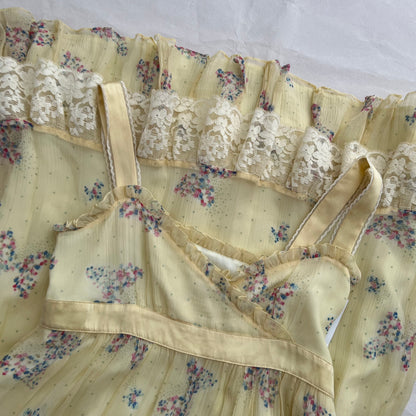 Dreamy Baby Yellow Cynthia Rowley Butterfly Frill Lace Silk Knee Length Dress
