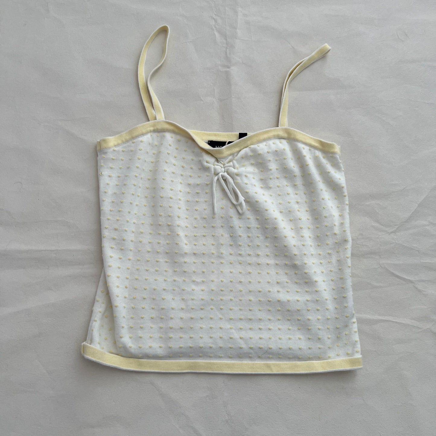 Mexx Eurosummer Preppy White Baby Yellow Polka Dot Trim Camisole