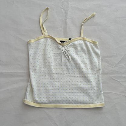 Mexx Eurosummer Preppy White Baby Yellow Polka Dot Trim Camisole