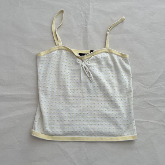 Mexx Eurosummer Preppy White Baby Yellow Polka Dot Trim Camisole