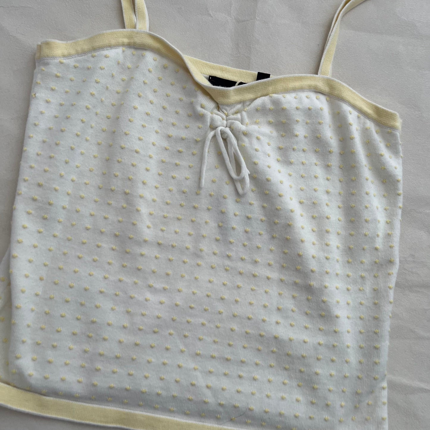 Mexx Eurosummer Preppy White Baby Yellow Polka Dot Trim Camisole