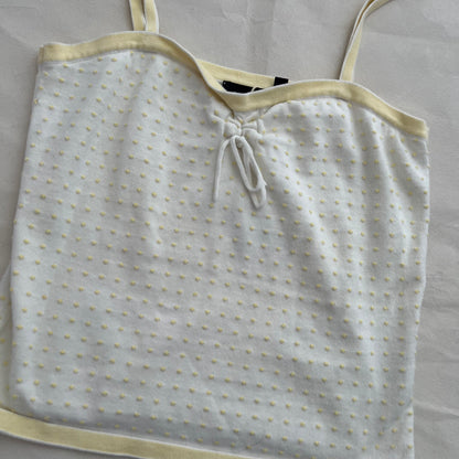 Mexx Eurosummer Preppy White Baby Yellow Polka Dot Trim Camisole