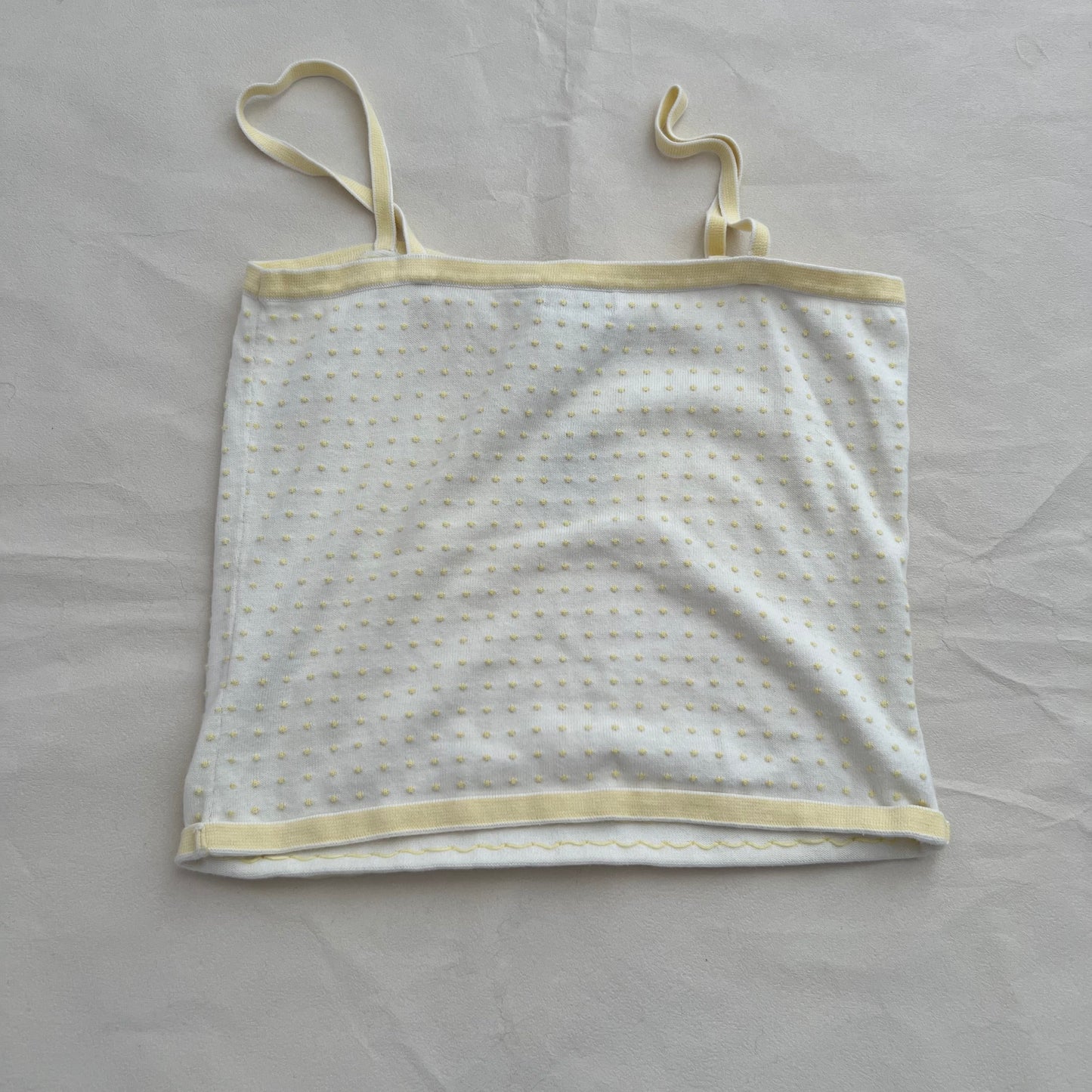 Mexx Eurosummer Preppy White Baby Yellow Polka Dot Trim Camisole