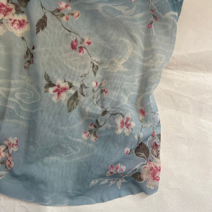 Promod Blue Gradient Floral Fishnet Mesh Vest Top