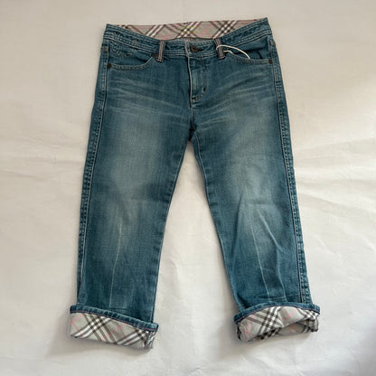 Burberry Blue Label Medium Wash Nova Check Denim Capris