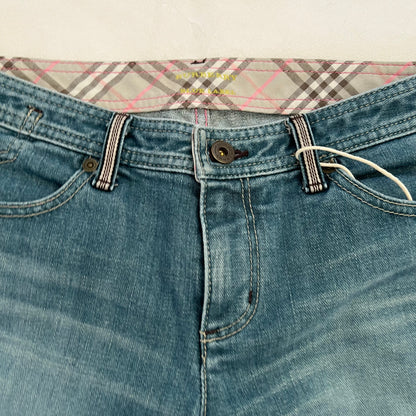 Burberry Blue Label Medium Wash Nova Check Denim Capris