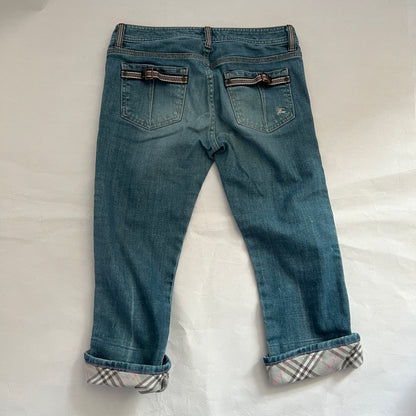 Burberry Blue Label Medium Wash Nova Check Denim Capris