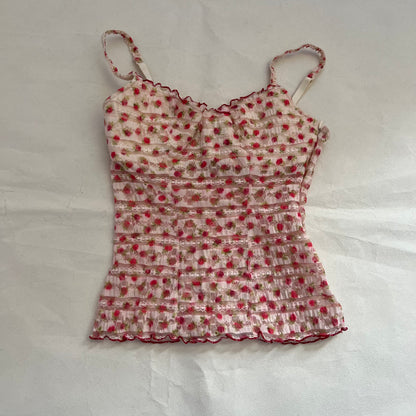 Coquette Intimissimi Lacey White Strawberry Red Balconette Bustier Corset
